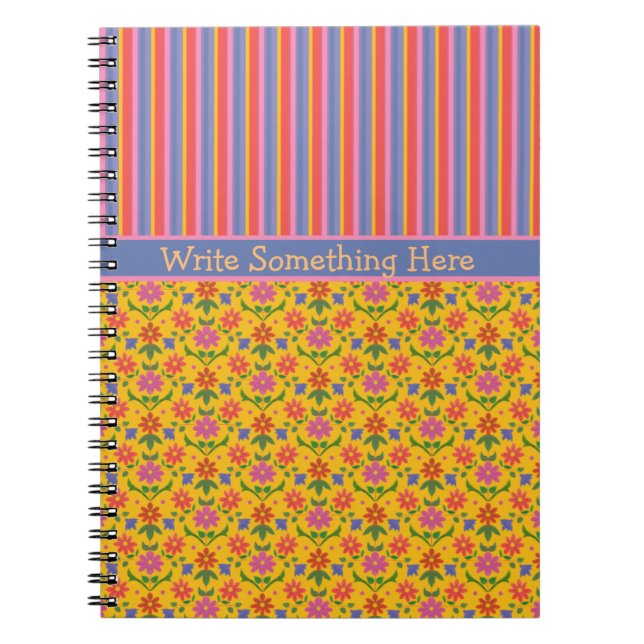 Rangoli-Blume, Stripes-Notebook zum Personalisiere Notizblock (Vorderseite)