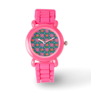 Rangoli-Blume und Polka Dots Kinder Glitzer Watch Armbanduhr