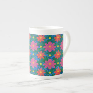 Rangoli Blume und Polka Dots Knochen China Tasse
