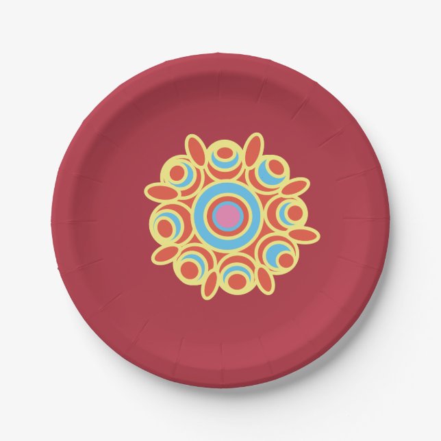 Rangoli der Farben Kunst Pappteller (Vorderseite)