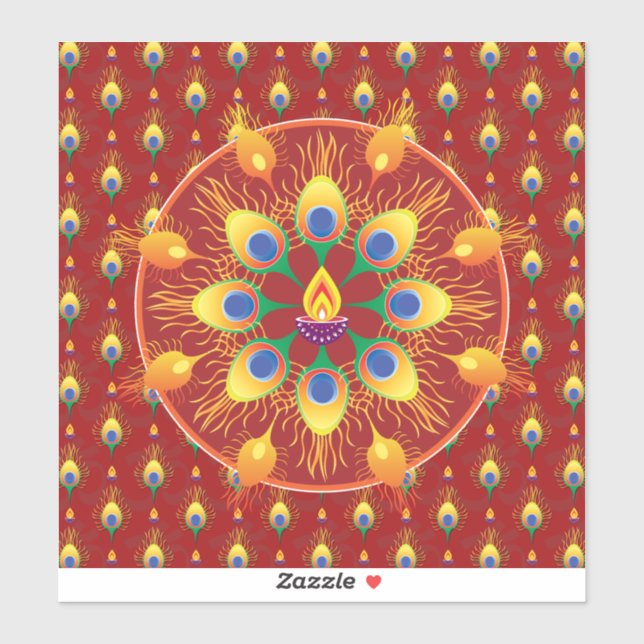 Rangoli-Feder Aufkleber (Blatt)