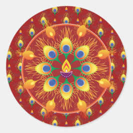 Rangoli-Feder Runder Aufkleber