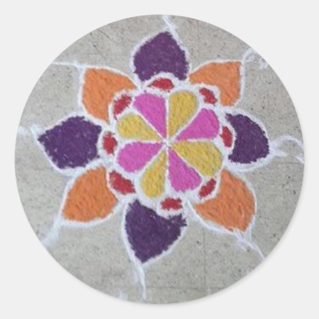 Rangoli.jpg Runder Aufkleber (Vorderseite)