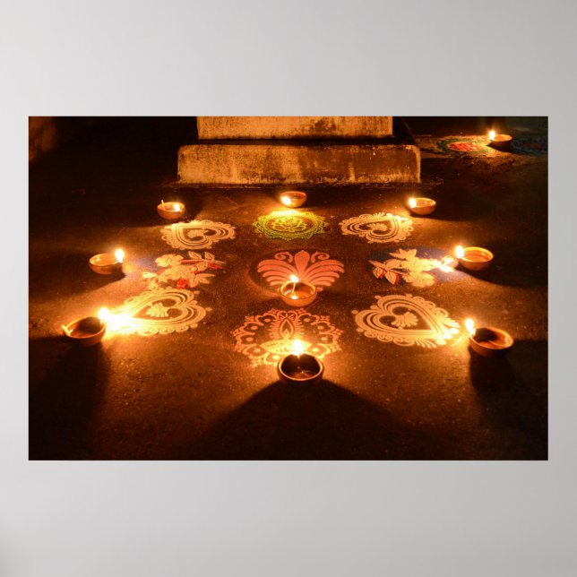 Rangoli mit Kerzen in Diwali Poster (Vorne)