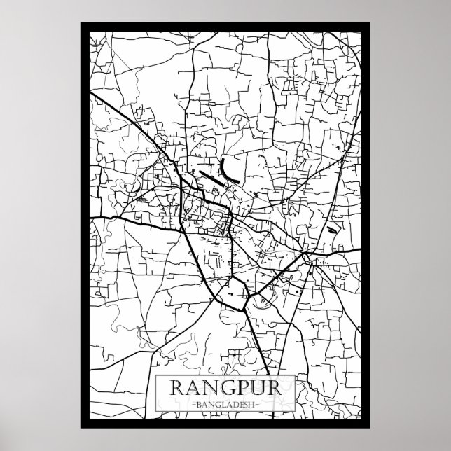 Rangpur Bangladesch Stadtplan Poster (Vorne)