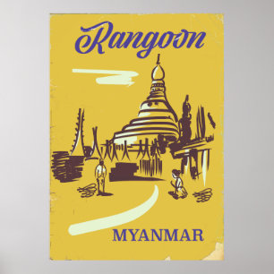 Rangun Myanmar Vintage-Reiseplakat Poster