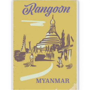Rangun Myanmar Vintage-Reiseposter Aufkleber