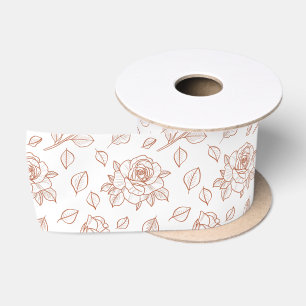 Rankende Rose Terrakotta Blumige Handzeichnung Satinband