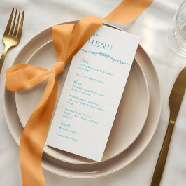 Rankende Rosenranke Türkis Crest Hochzeitsdinner Menükarte