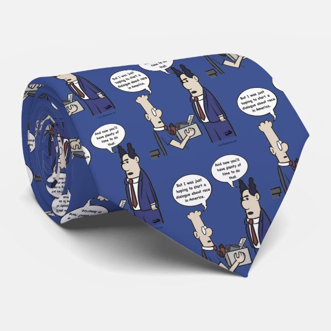Rant Cartoon Blue Necktie Krawatte (Gerollt)