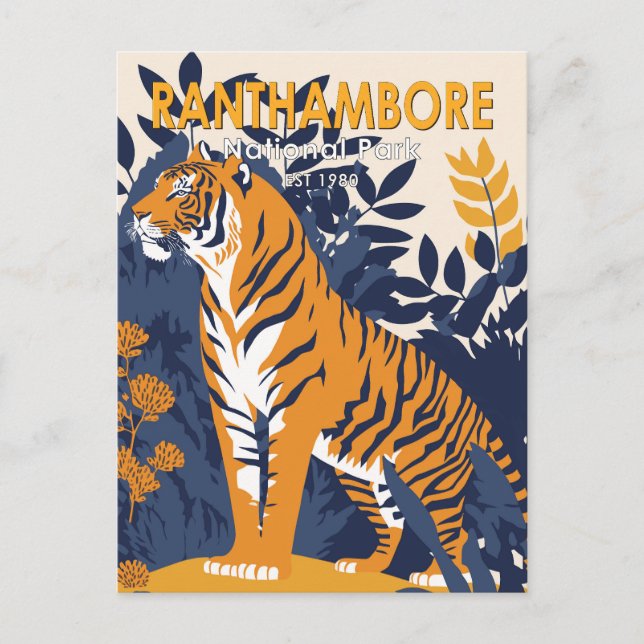 RanthamBohrer Nationalpark Indien Vintag Postkarte (Vorderseite)