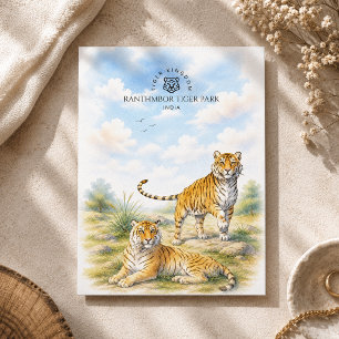 Ranthmbor-Tigerpark, Indien Wilde Natur Feiertagspostkarte
