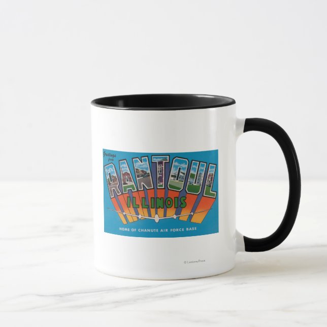 Rantoul, Illinois - Große Buchstabenszenen Tasse (Rechts)
