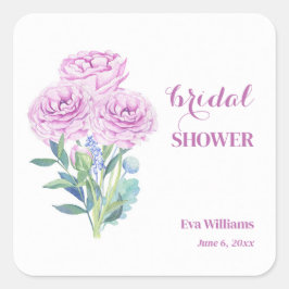 Ranunculus & Anemones Anpassbares Brautparty Quadratischer Aufkleber