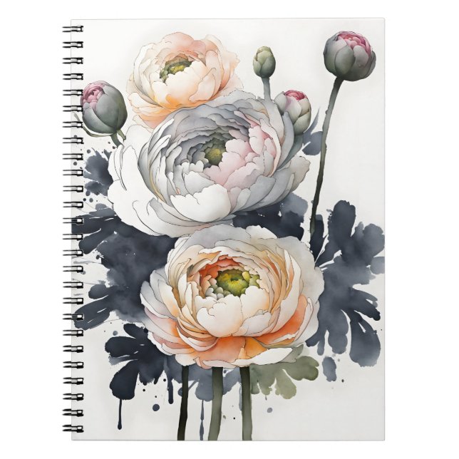 Ranunculus - Aquarellblumen Notizblock (Vorderseite)