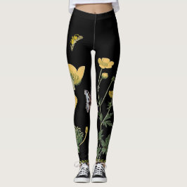 Ranunculus auf schwarzen Leggings