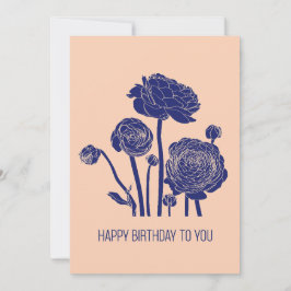 Ranunculus Blume reihen die zeichnend Kunstfarbe e Feiertagskarte