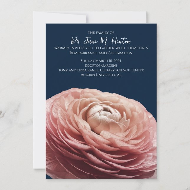 Ranunculus Funeral Memorial Announcement 011124E Einladung (Vorderseite)