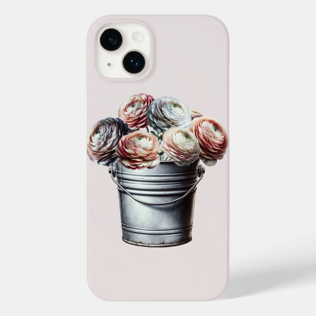 Ranunculus in Tin Pail Rustic Glam Pink Case-Mate iPhone Hülle (Rückseite)