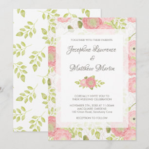 Ranunculus & Lace Peach Floral Wedding Einladung