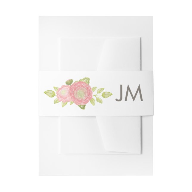 Ranunculus Monogram Floral Wedding Einladungsbanderole (Vorderseite Beispiel)