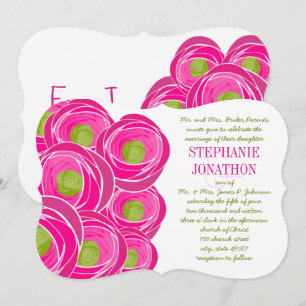 Ranunculus Rose Limon Fuchsia Moderne Hochzeit Ein Einladung