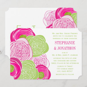 Ranunculus Rose Limon Fuchsia Moderne Hochzeit Ein Einladung