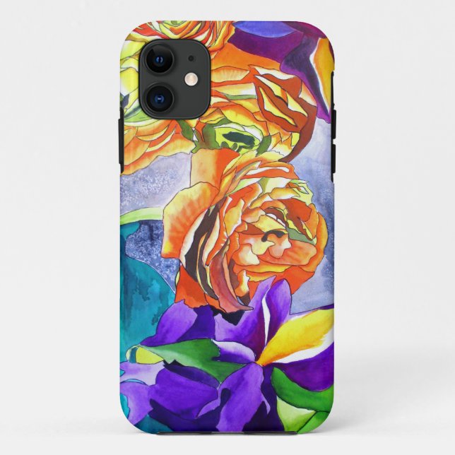 Ranunculus und Iris Aquarellkunst Case-Mate iPhone Hülle (Rückseite)