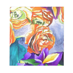 Ranunculus und Iris Aquarellkunst Notizblock
