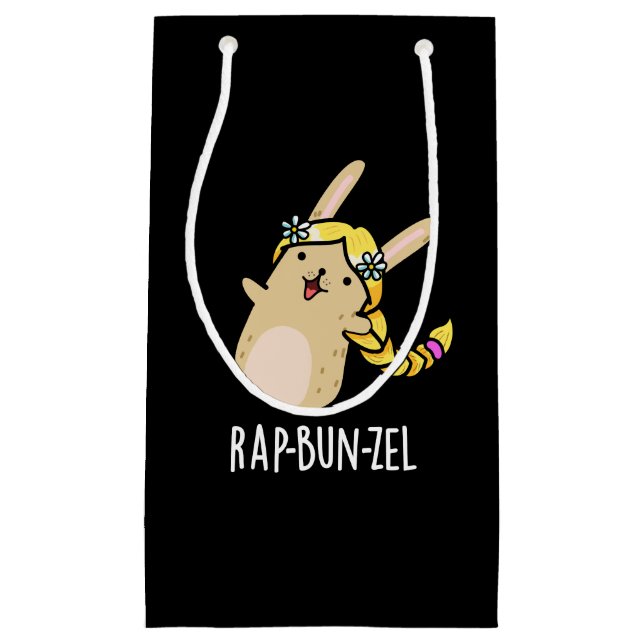 Rap-bun-zel Funny Bunny Pun Dark BG Kleine Geschenktüte (Vorderseite)
