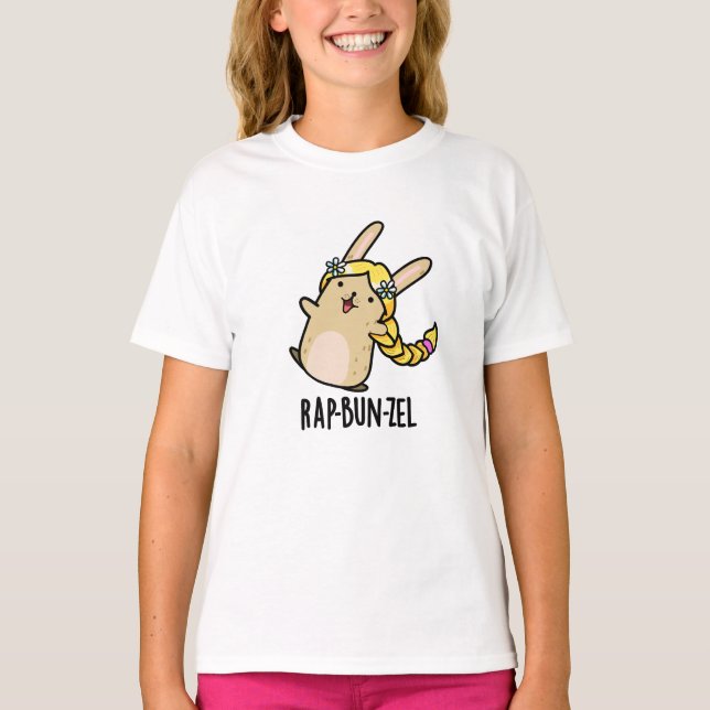 Rap-bun-zel Funny Bunny Pun T-Shirt (Vorderseite)