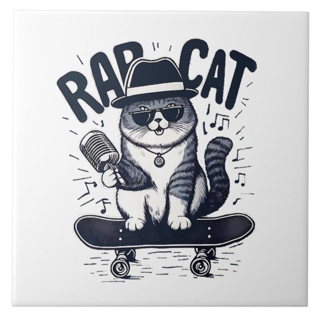 Rap Cat Harmony Fliese (Vorderseite)