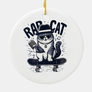 Rap Cat Harmony Keramik Ornament