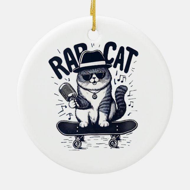 Rap Cat Harmony Keramik Ornament (Hinten)