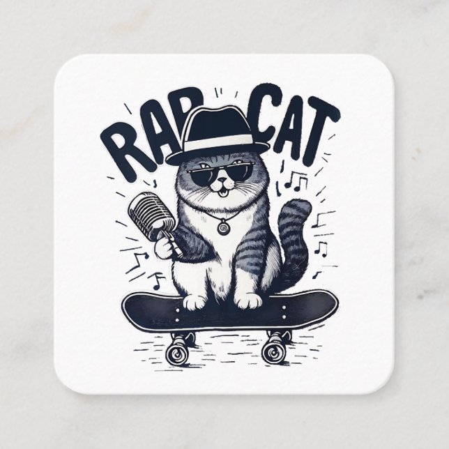 Rap Cat Harmony Quadratische Visitenkarte (Vorderseite)