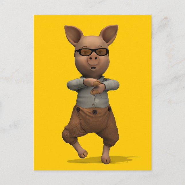 Rap Dancing Pig Postkarte (Vorderseite)