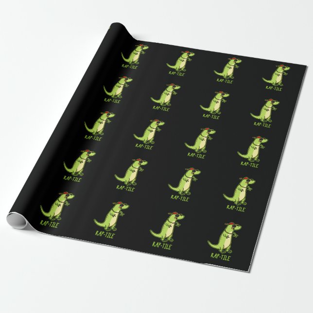 Rap-Fliese Funny Reptile Lizard Pun Dark BG Geschenkpapier (Ungerollt)