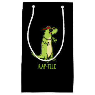 Rap-Fliese Funny Reptile Lizard Pun Dark BG Kleine Geschenktüte