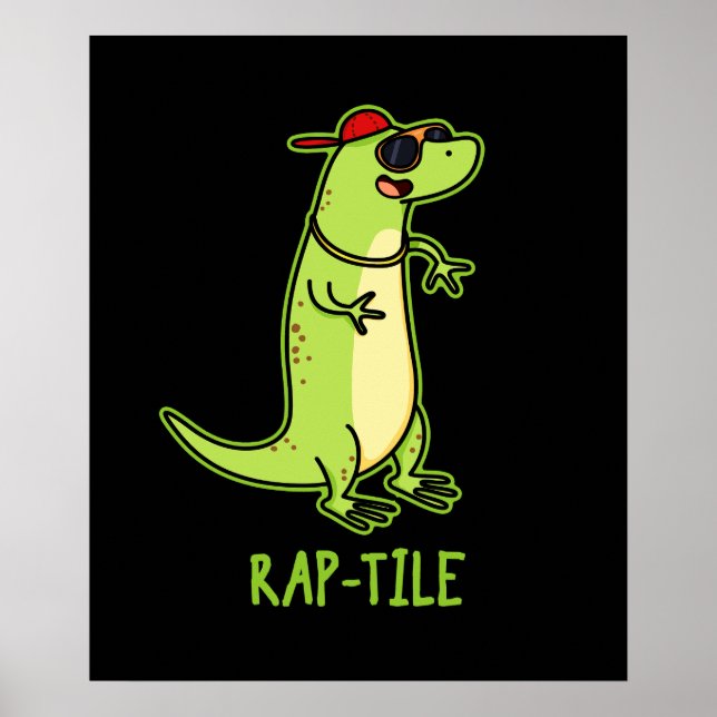 Rap-Fliese Funny Reptile Lizard Pun Dark BG Poster (Vorne)
