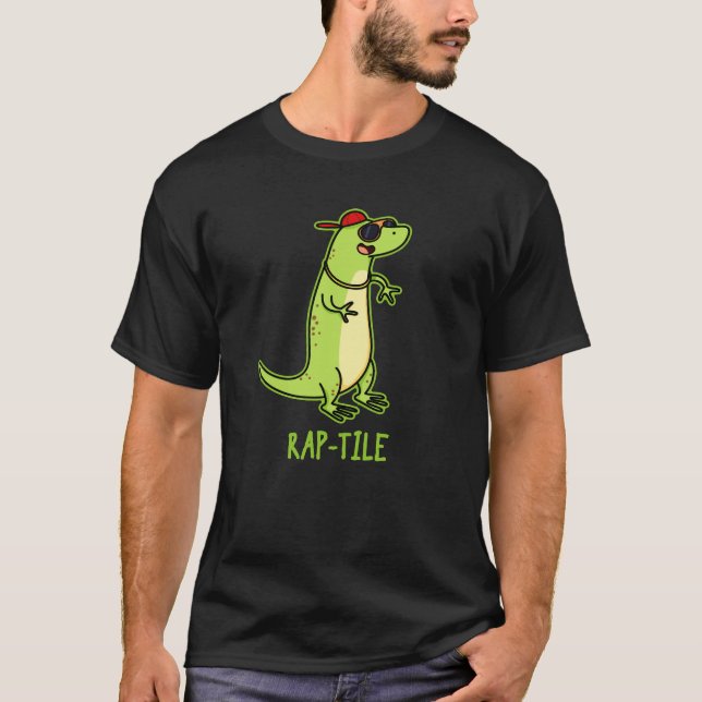 Rap-Fliese Funny Reptile Lizard Pun Dark BG T-Shirt (Vorderseite)