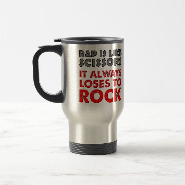 Rap gegen Rock Paper Schere Funny Travel Mug Reisebecher (Links)