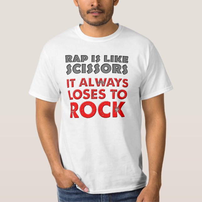 Rap gegen Rock Paper Scissors Funny Shirt (Vorderseite)