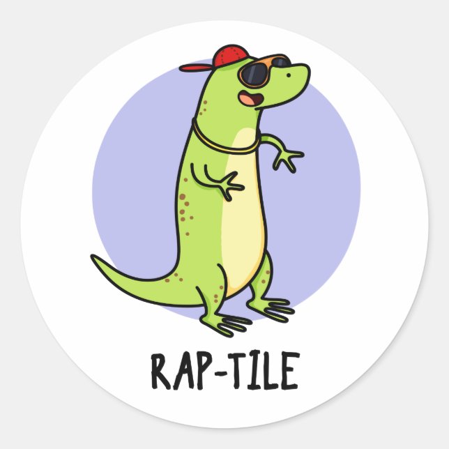 Rap-Kachel Funny Reptile Lizard Pun Runder Aufkleber (Vorderseite)