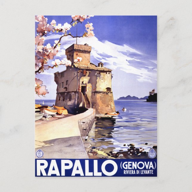 Rapallo Genova Italien Vintage Travel Poster Postkarte (Vorderseite)