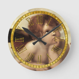 Raphael Cherub Sistinische Kapelle Runde Wanduhr