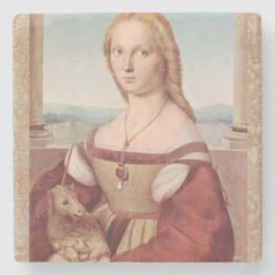 Raphael Dame und das Einhorn Klassische Kunst Steinuntersetzer