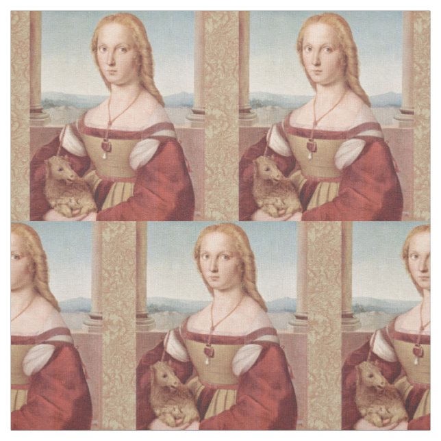 Raphael Dame und das Einhorn Klassische Kunst Stoff (Muster)