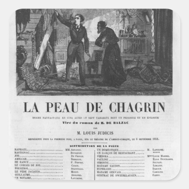 Raphael de Valentin und der Ladenbesitzer Quadratischer Aufkleber (Vorderseite)