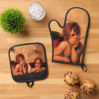 Raphael Engel Cherub Kunst Ofenhandschuh & Topflappen-Set