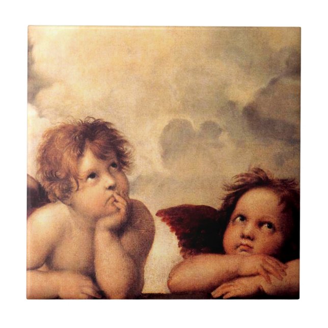 RAPHAEL-Engel Sistine Madonna Fliese (Vorderseite)